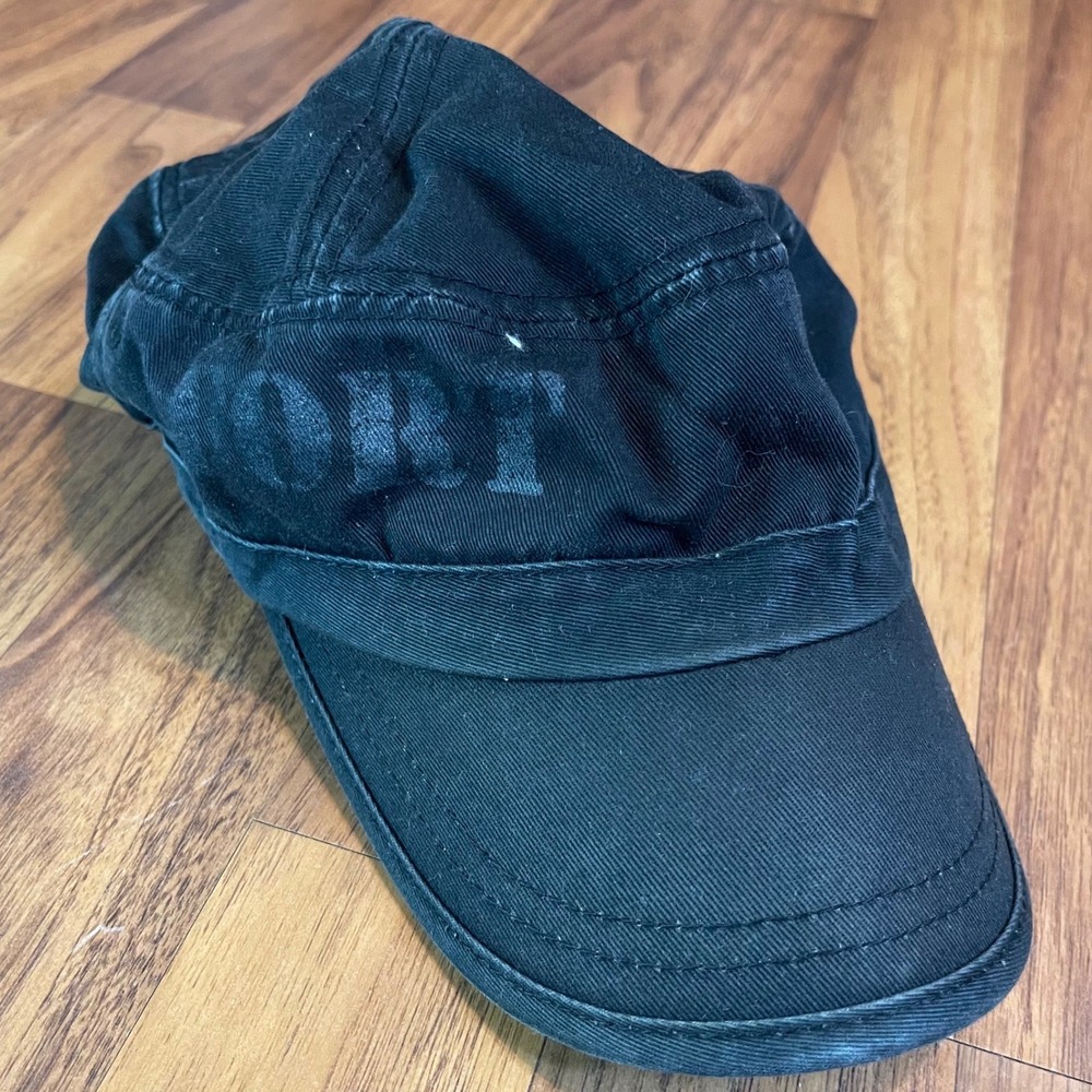 H&G Sport Cadet Cap Mens OSFM Military Hat Flat Top Cotton Black Faded Hat